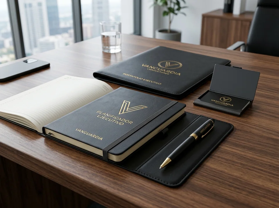 Artículos corporativos de oficina, agendas ejecutivas y bolígrafos personalizados