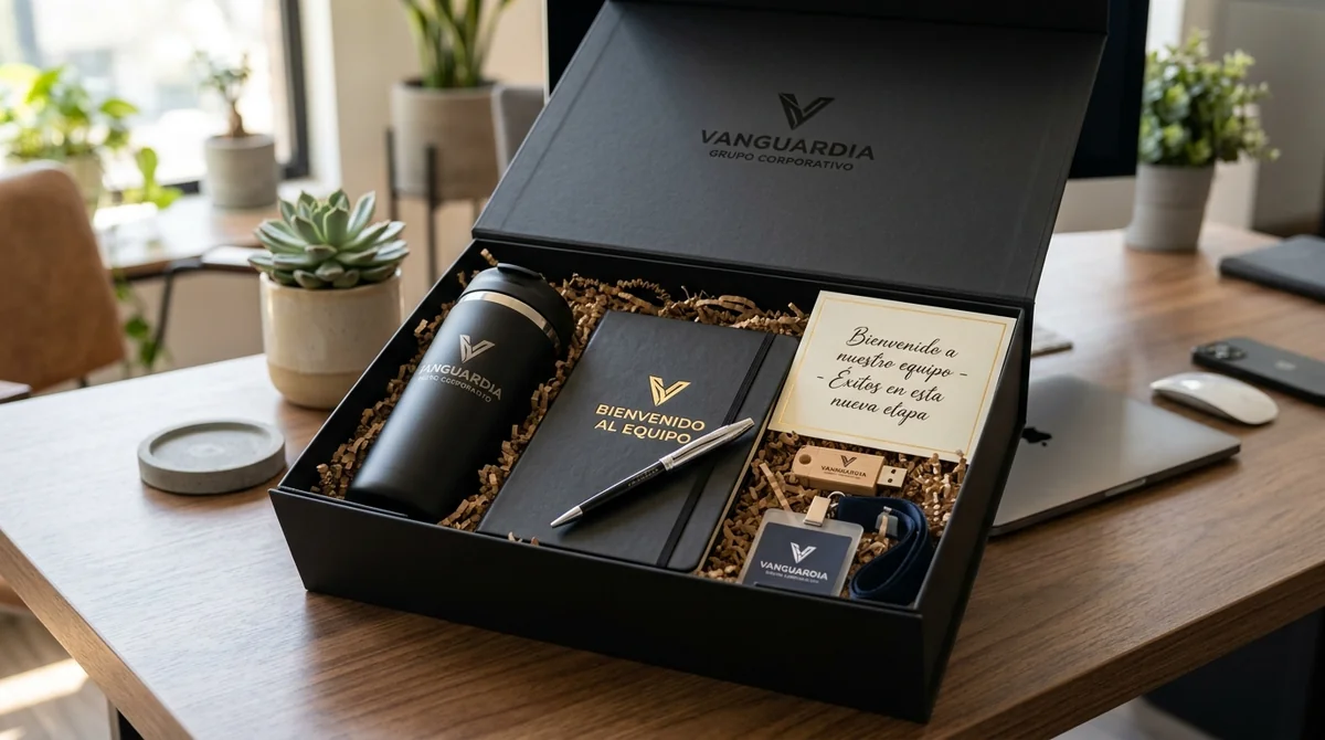 Kits promocionales de bienvenida y gift boxes corporativos premium