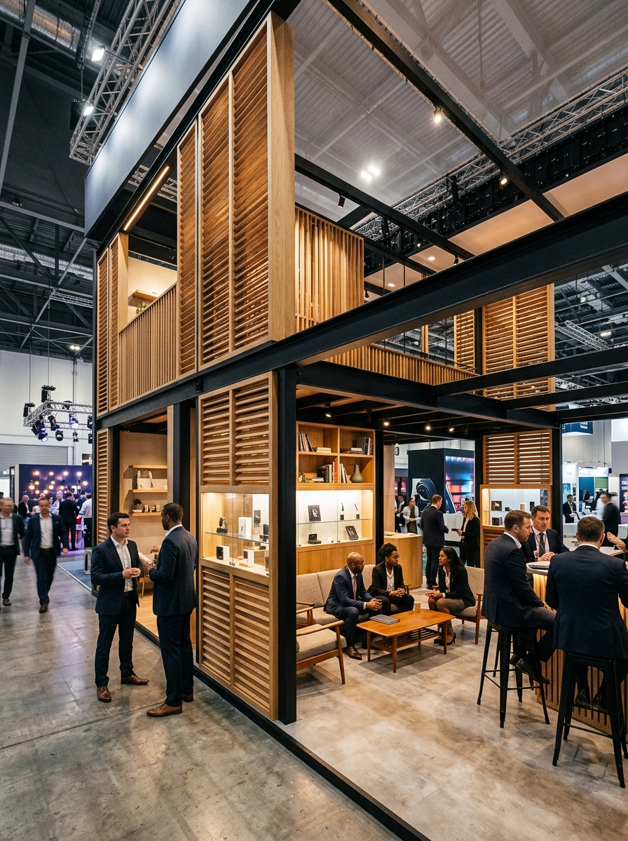 Stand arquitectónico en feria internacional