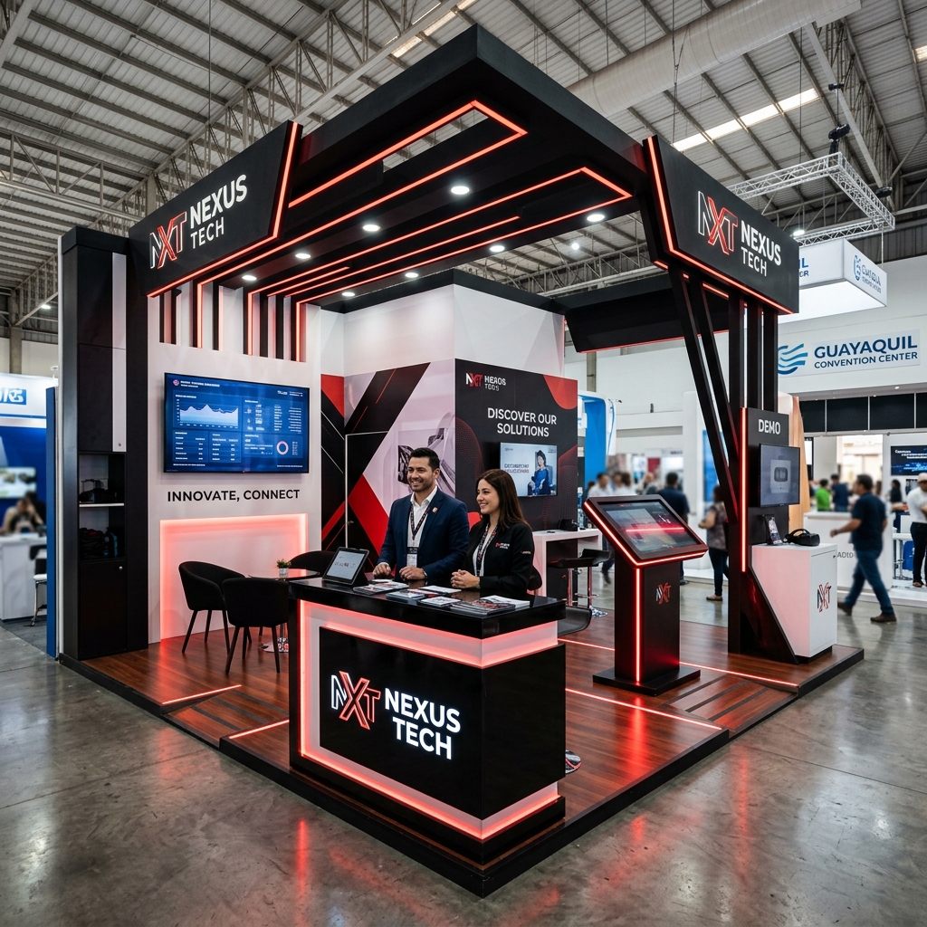 Stand custom de alta gama de 36m2 para feria en Guayaquil